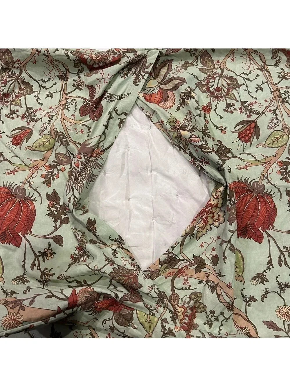 Rachel Zoe Pillow Sham Set of 2 Botanical Cotton Linen Blend Quilted Green 26x27